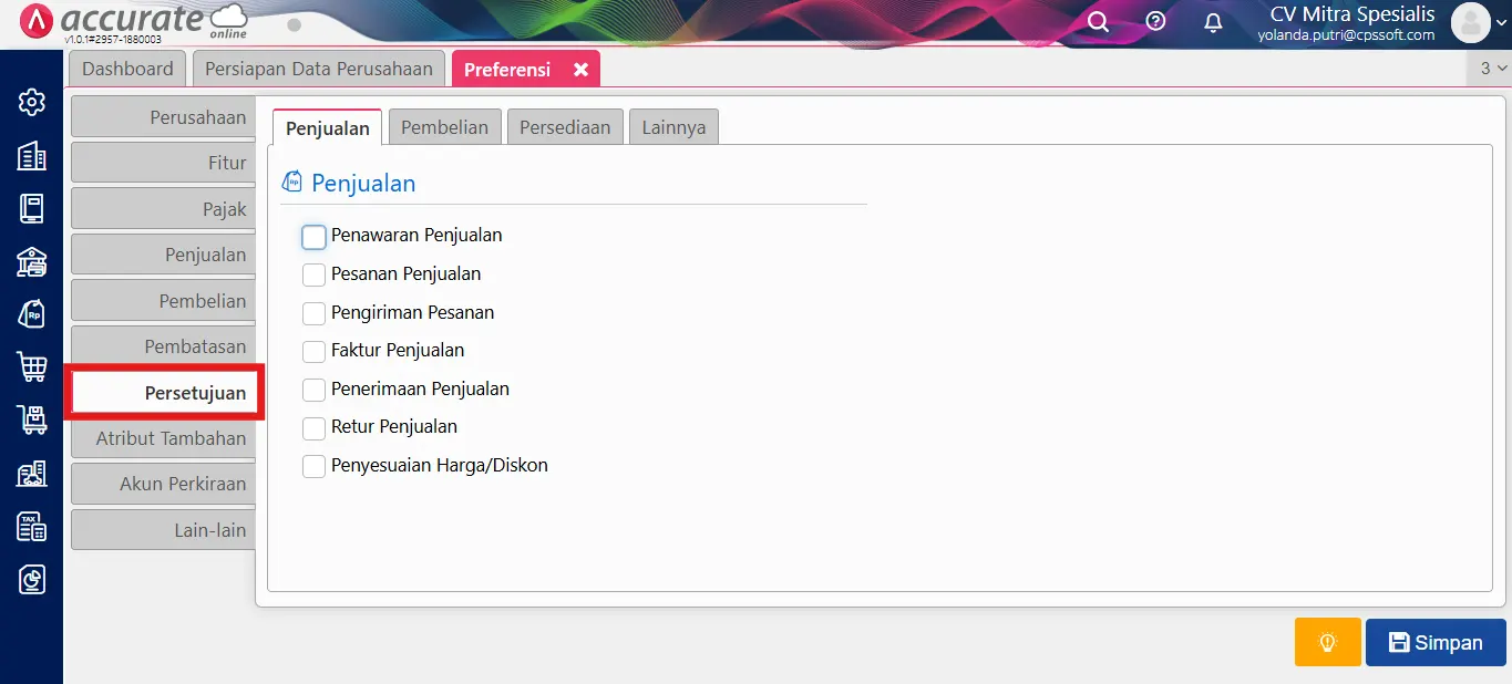 cara mengaktifkan pengaturan persetujuan